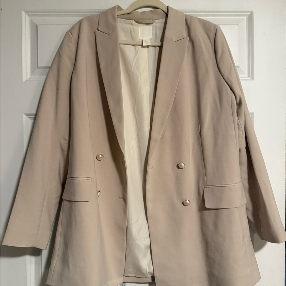 H&M Beige Double-Breasted Blazer